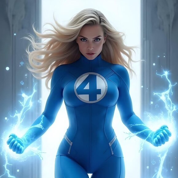 Sue Storm Fantastic Four 4 vinyl coated canvas Fabric Poster - Picture 1 of 2